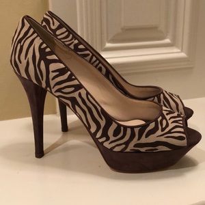 Claudia Ciuti zebra striped suede leather heels